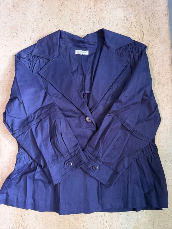 Joan Rivers Jackets & Blazers - Joan Rivers QVC Vintage Y2K Rouched Waist Cotton Blazer Navy Blue Women’s XL
